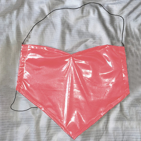 Damen glänzendes Crop-Top im Herzdesign EB
