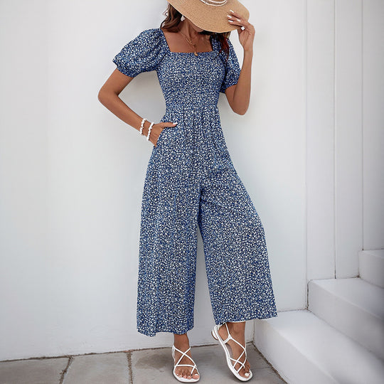 Damen Maxikleid mit Puffärmeln und seitlichem Schlitz EB