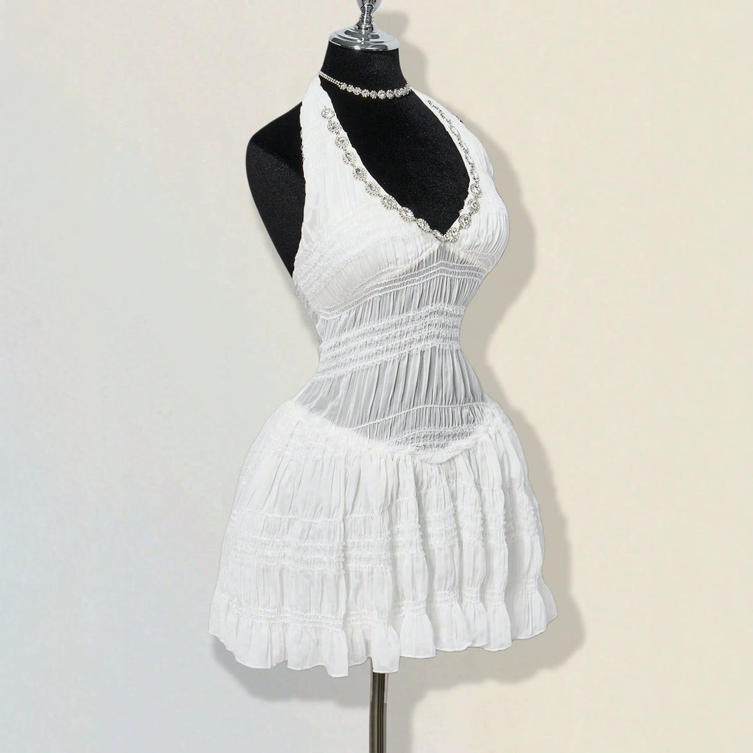Damen Sommerliches Kleid im romantischen Vintage-Stil mit raffinierten Falten EB