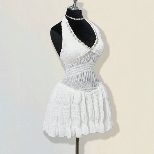 Damen Sommerliches Kleid im romantischen Vintage-Stil mit raffinierten Falten EB