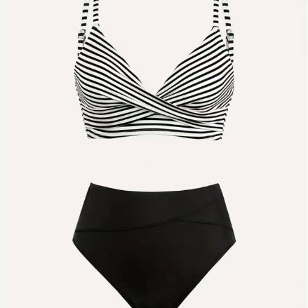 Damen Hochgeschnittenes Bikini-Set mit Wickel-Oberteil EB
