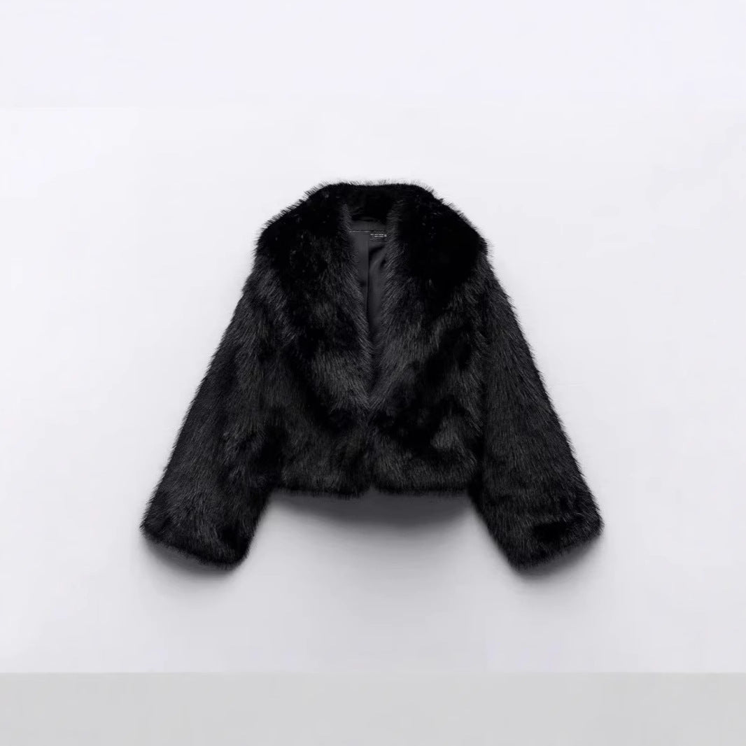Damen Modische Kurzjacke aus Kunstfell EB