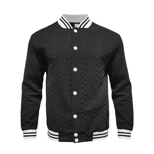 Herren sportliche Collegejacke mit strukturierter Oberfläche und modernen Kontraststreifen EB