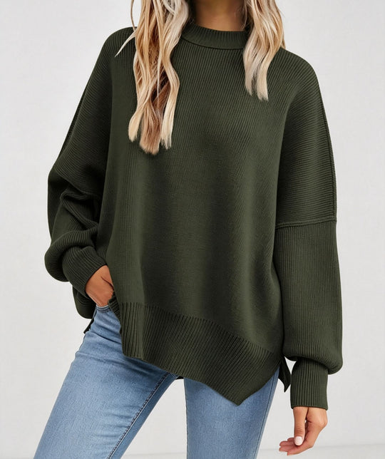 Damen Kastiger Feinstrickpullover mit asymmetrischem Zipfelsaum EB