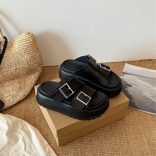 Damen Komfortable Sandalen mit elegantem Riemen und modischen Schnallen EB