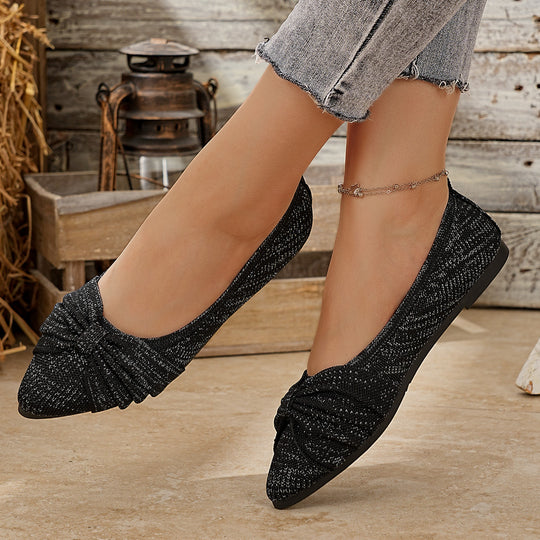 Damen Elegante Ballerinas mit dekorativem Schleifen-Design und atmungsaktiver Obermaterialstruktur EB