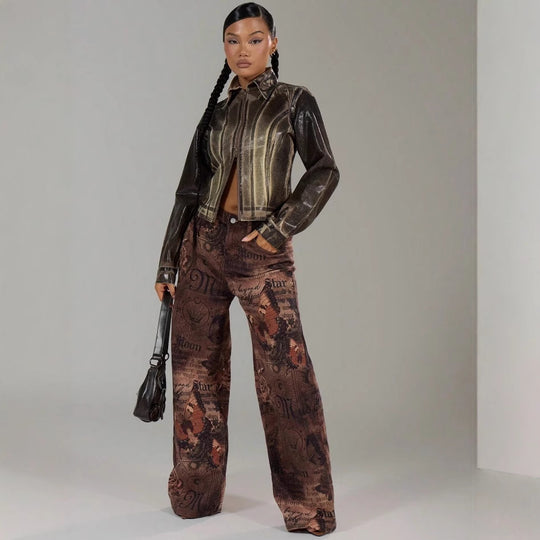 Damen modische Jacke mit strukturiertem Design und praktischen Reißverschluss EB