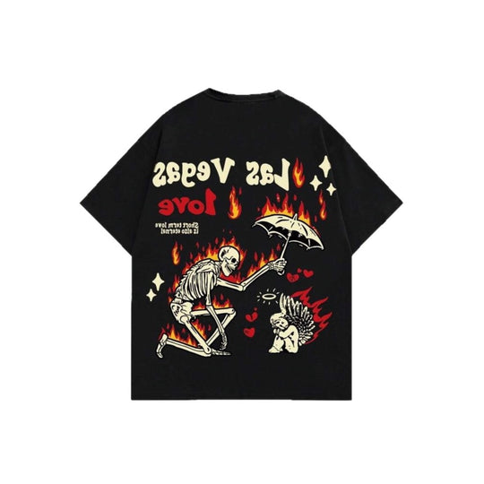 Damen Grafik T-Shirt mit einzigartigem Skelettmotiv und lebhaftem Druck EB