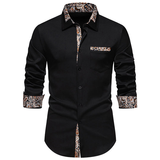 Herren Langarmhemd mit eleganten Paisley-Mustern EB