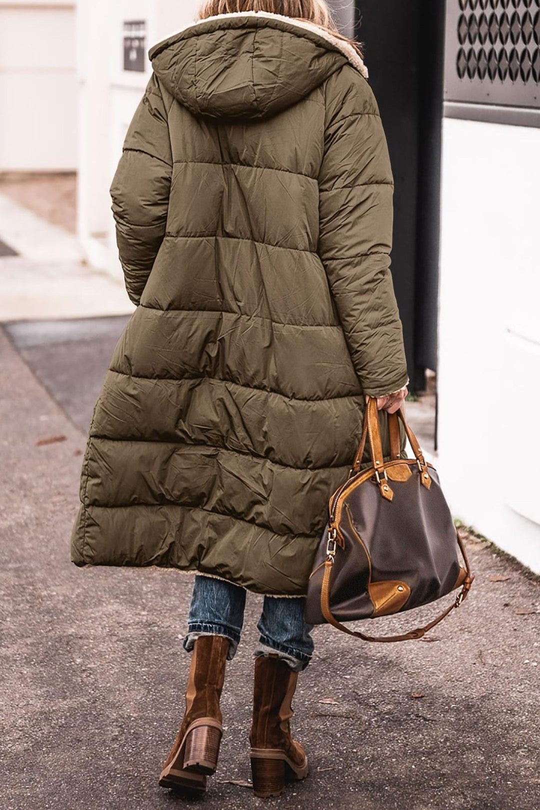 Damen lange, gefütterte Winterjacke mit Fleece-Futter EB