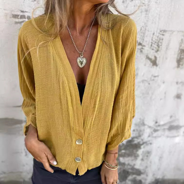 Damen Luftige und lockere Sommerjacke mit Knopfdetails EB