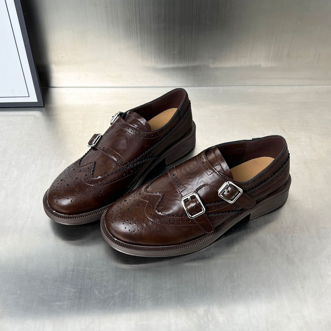 Damen Elegante Schnürschuhe mit doppeltem Schnallenverschluss und modischen Details EB