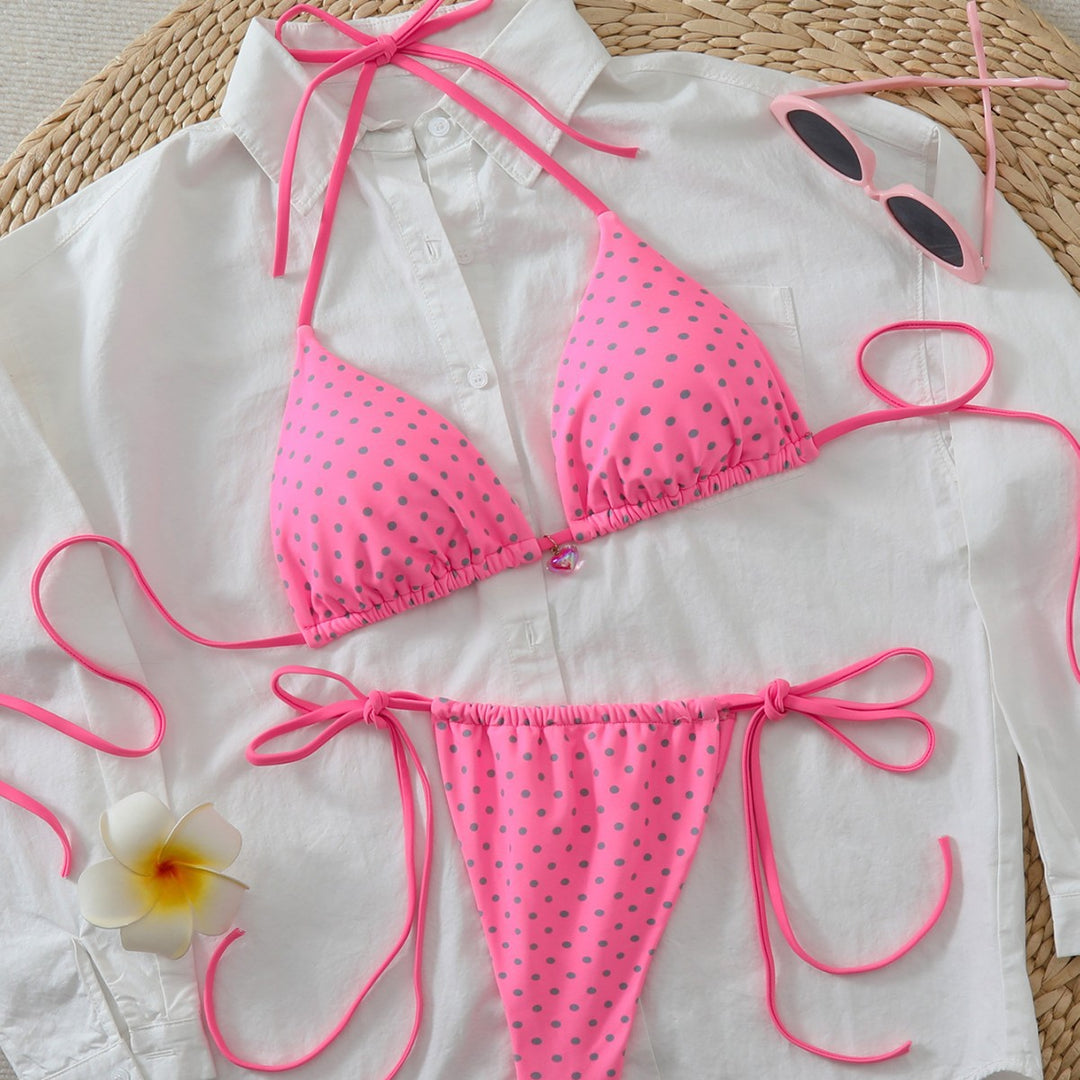 Damen Triangel-Bikini mit verspielten Punkten und verstellbaren Trägern EB