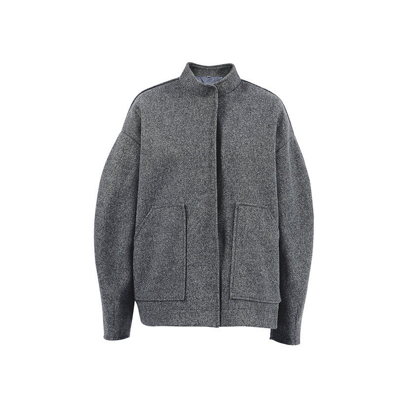 Damen Oversized Wolljacke mit hidden Knopfverschluss und praktischen Taschen EB