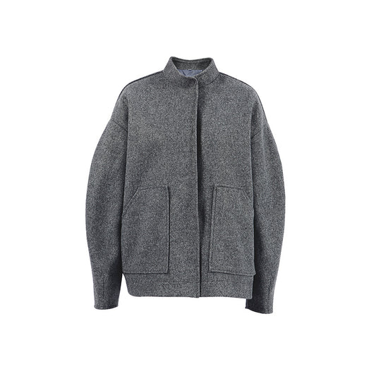 Damen Oversized Wolljacke mit hidden Knopfverschluss und praktischen Taschen EB