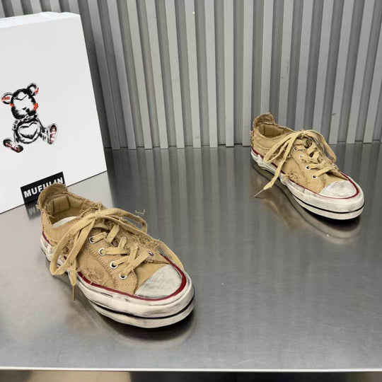 Damen modische Sneaker mit kreativem Used-Look und robustem Tragekomfort EB
