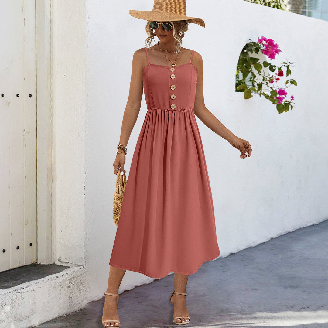 Damen Sommerliches Maxikleid mit Knopfdetails und komfortablem Schnitt EB