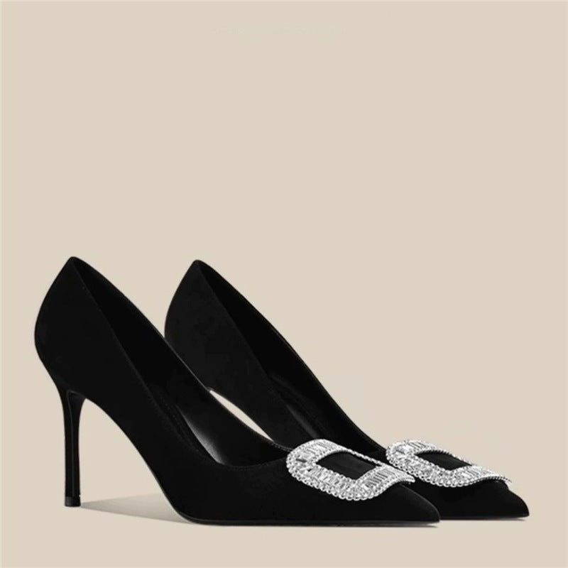 Damen elegante spitze Pumps mit glitzernden Strassakzenten EB