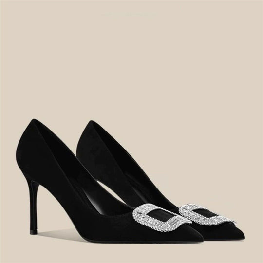 Damen elegante spitze Pumps mit glitzernden Strassakzenten EB