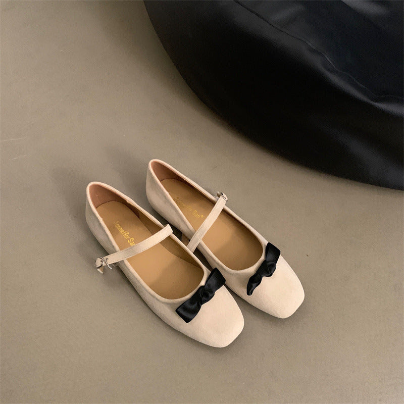 Damen elegante Ballerinas mit modischem Mary Jane-Riemchen und Schleifenverzierung EB