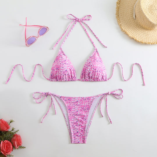Damen Triangel-Bikini-Set mit verspieltem Blumenmuster EB