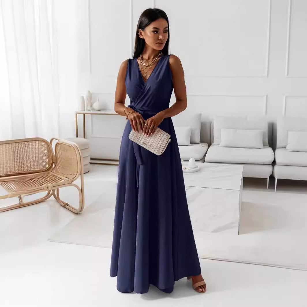 Damen Elegantes Wickel-Minikleid mit tiefem V-Ausschnitt und fließendem Stoff EB