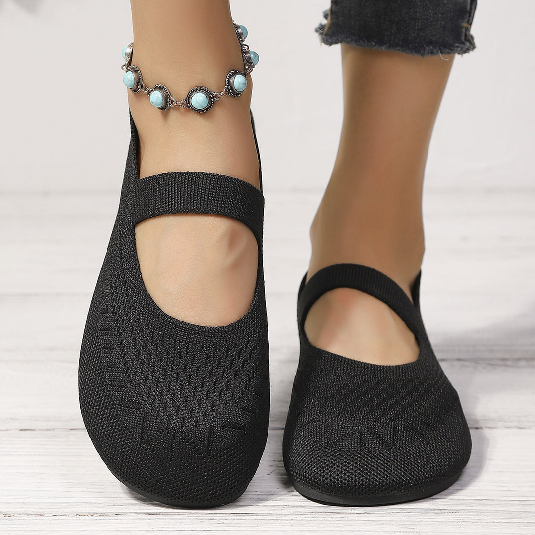 Damen elegante Strick-Ballerinas mit flexiblem Fußbett EB