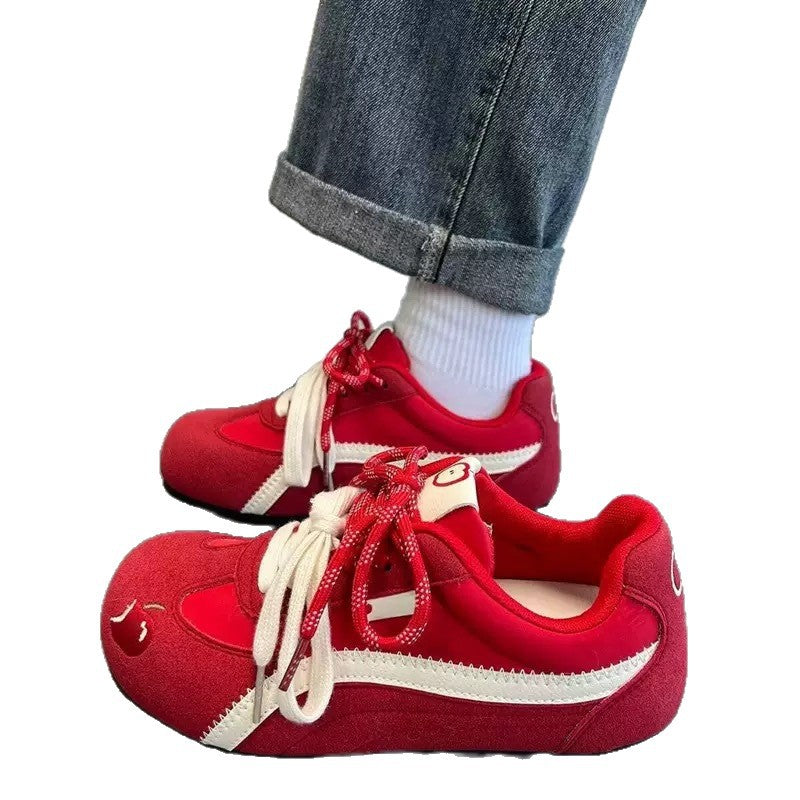 Damen Sportliche Sneakers mit innovativer Schnürung und farbenfrohem Design EB