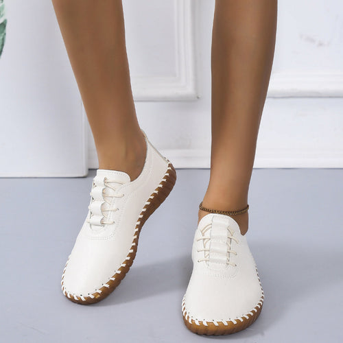 Damen bequeme Schnürschuhe aus atmungsaktivem Kunstleder EB