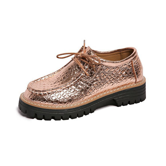 Damen Modische Schnürschuhe mit schimmerndem Schlangenleder-Design EB