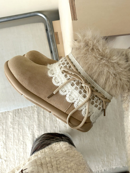 Damen Modische Winterstiefel mit kuscheligem Innenfutter und dekorativen Details EB