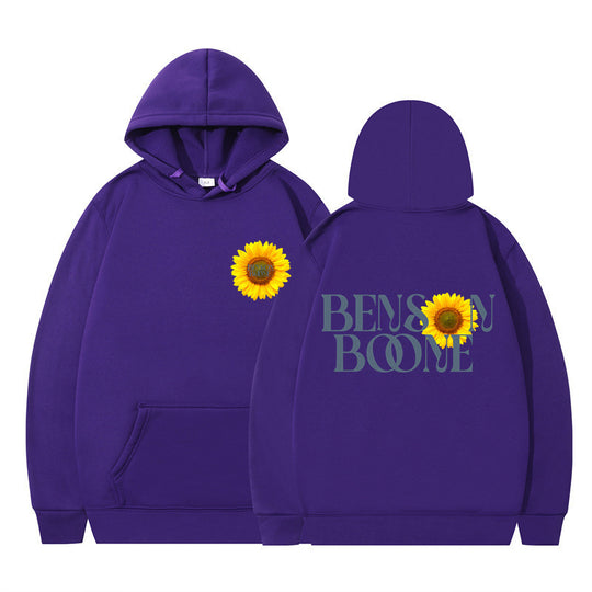 Damen Kapuzenpullover mit einzigartigem Sonnenblumenmotiv und bequemer Passform EB