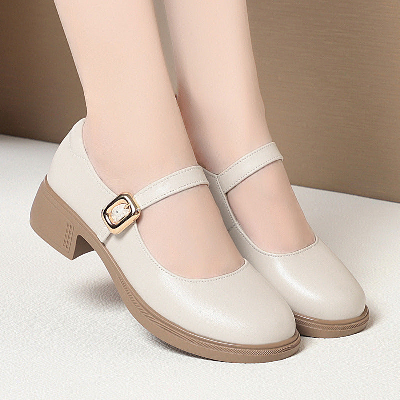 Damen Mary Jane Pumps mit elegantem Riemen und komfortablem Blockabsatz EB