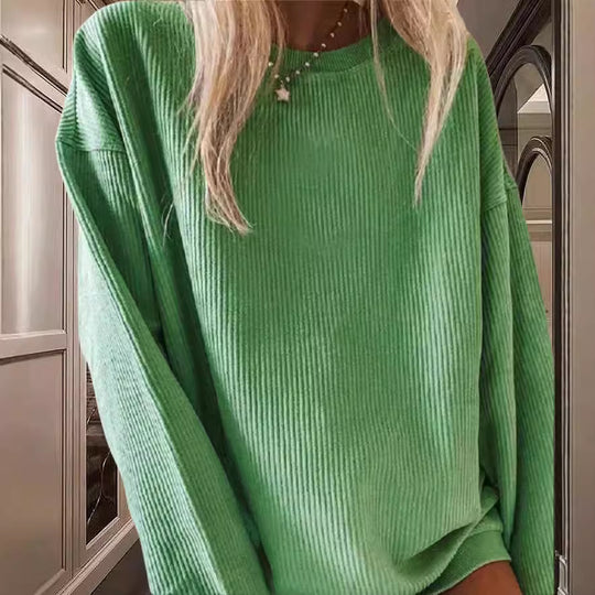 Damen Lässiger Rippstrick-Pullover mit weitem Schnitt EB
