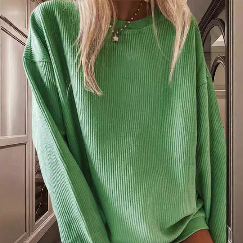 Damen Lässiger Rippstrick-Pullover mit weitem Schnitt EB