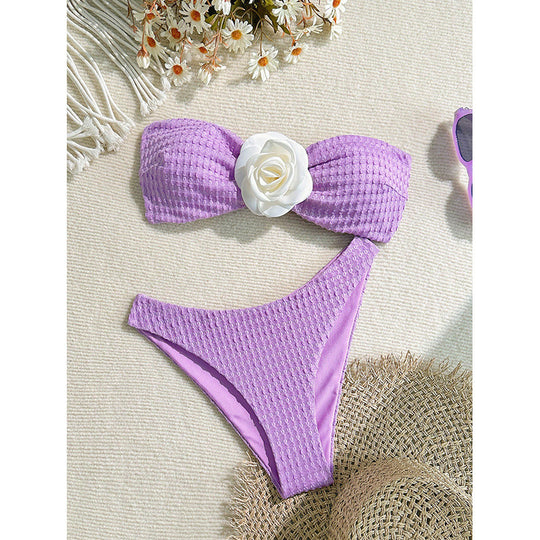 Damen Bandeau-Bikini mit stylischem Blütendesign EB