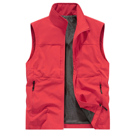 Herren Ultraleichte Utility-Outdoorweste aus Ripstop mit Mesh-Innenfutter und verdeckten Reißverschlusstaschen EB