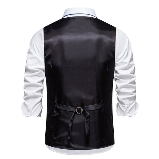 Herren elegante Anzugweste mit feinem Hahnentritt-Muster und praktischen Taschen EB