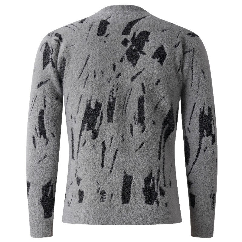 Damen modischer Pullover mit strukturiertem Muster und hohen Kragen EB