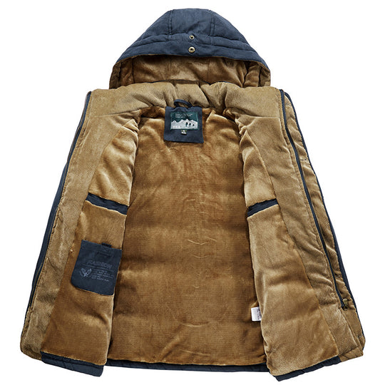 Herren Gefütterter Winterparka im Field-Style mit Teddyfutter und Kunstfellkapuze EB
