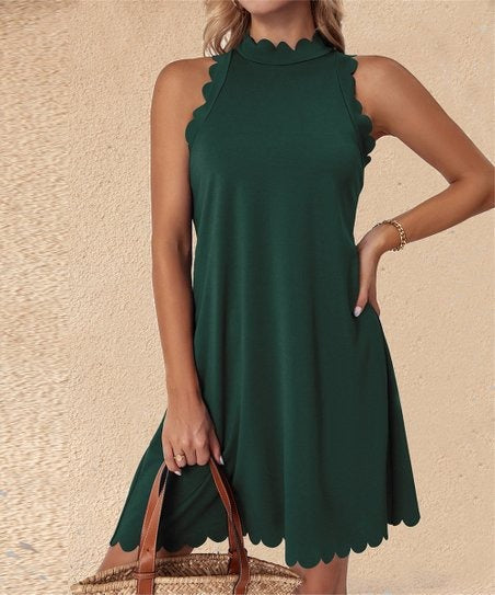 Damen Elegantes ärmelloses Freizeitkleid mit skulpturalem Ausschnitt EB