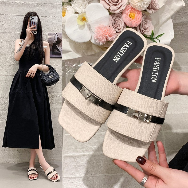 Damen Modische Slip-On Sandalen mit eleganten Riemen und schickem Design EB