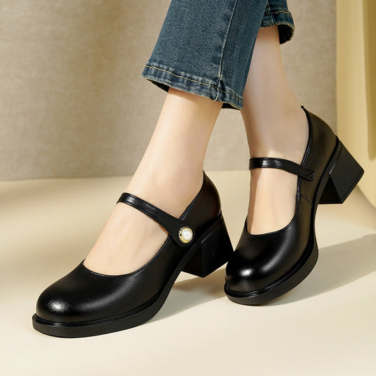 Damen Pumps mit eleganter Riemchenverzierung und bequemem Blockabsatz EB