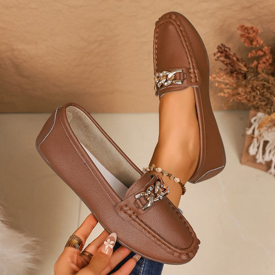 Damen Mokassin-Schlüpfschuhe mit dekorativer Applikation EB