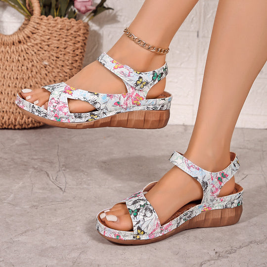 Damen lässige Riemchensandalen mit modischem Cut-Out-Design und komfortablem Fußbett EB