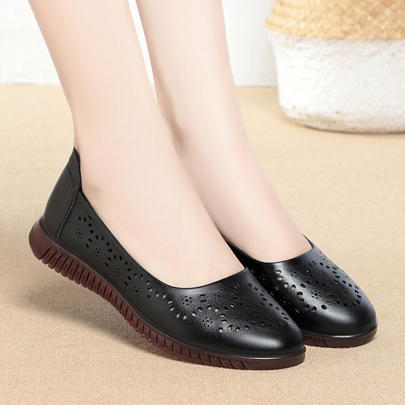 Damen Ballerinas mit atmungsaktiver Lochmusterung und flexiblem Sohlenkomfort EB