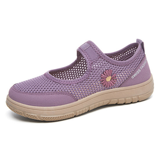 Damen Bequeme und atmungsaktive Freizeitschuhe mit elastischem Riemen EB