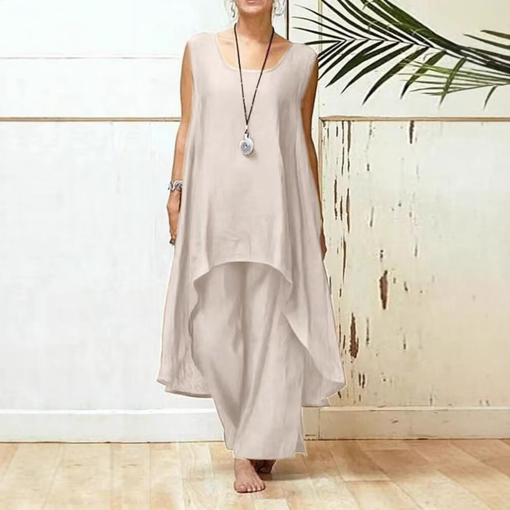 Damen Fließendes Tunika Maxi Overall EB