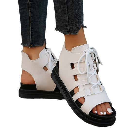 Damen  Schnür-Sandalen mit Cut-Out-Design offener Ferse und robuster Profilsohle EB