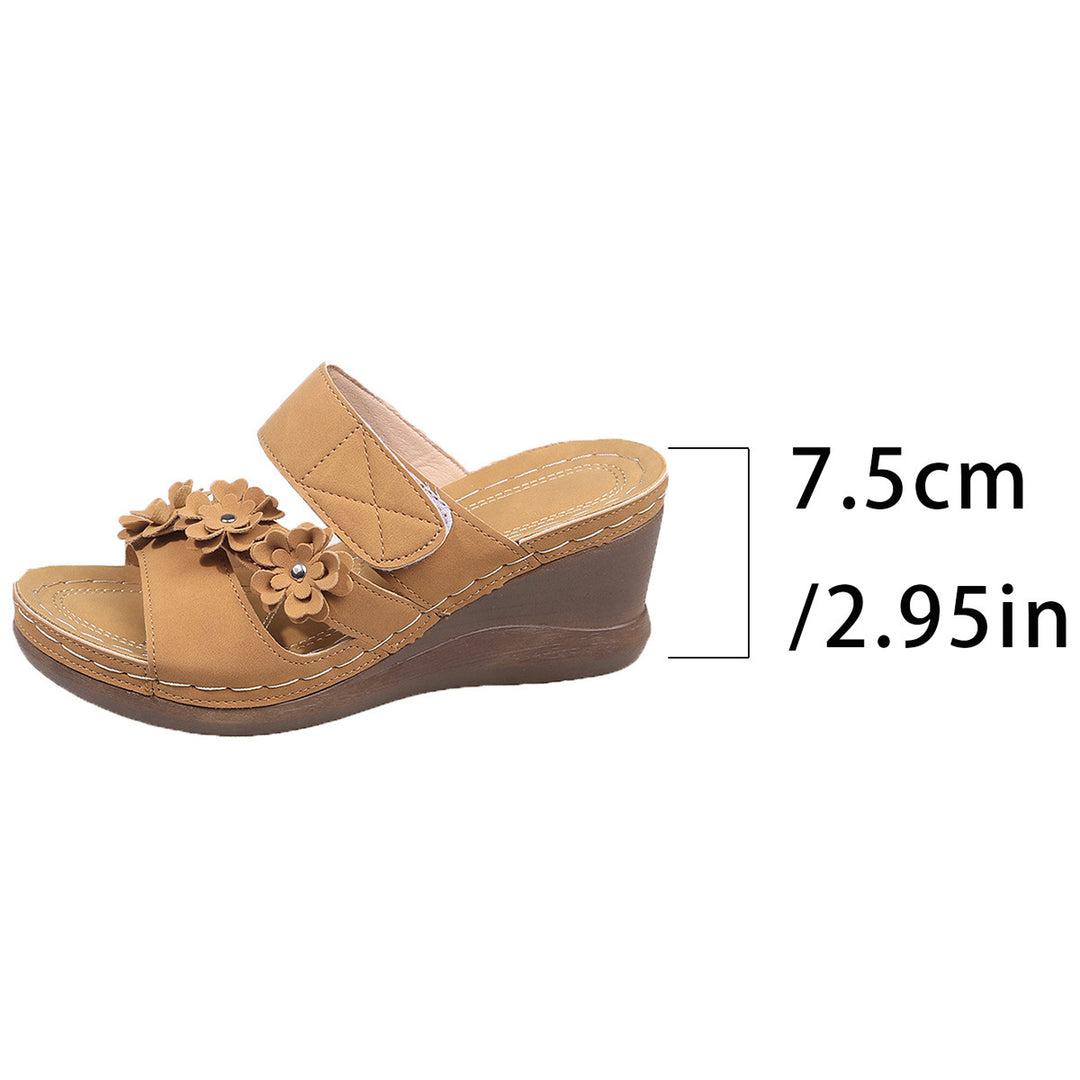 Damen Wedge-Sandaletten mit floralem Dekor und komfortablem Korkfußbett EB